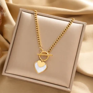 Modern Heart & Star Pendant 18K Gold Plated Necklace
