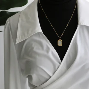 Minimal Flower Patchwork Titanium Steel 18K Gold Plated Necklace