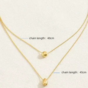 Classic Water Droplet 18K Gold Plated Double Layer Necklace