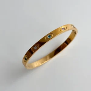 Classic Evil Eye Zircon 18K Gold Plated Round Bangle